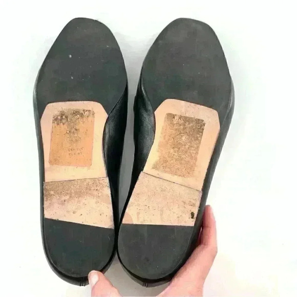 Via Spiga flats size 11 41 black leather minimalist Academia slip on loafers - Picture 6 of 14